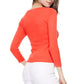 3/4 Sleeve Crewneck Soft Casual Lightweight Basic Solid Knitted Top MK3636 (S-XL)