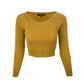 Round Neck Long Sleeve Crop Sweater Knit Crop Top MK3637 (S-XL)