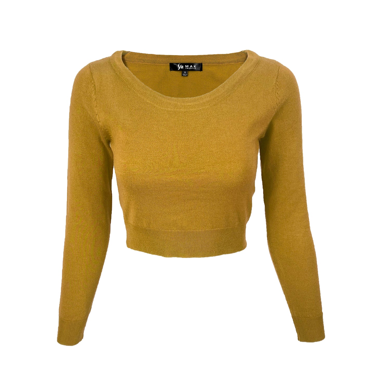 Round Neck Long Sleeve Crop Sweater Knit Crop Top MK3637 (S-XL)