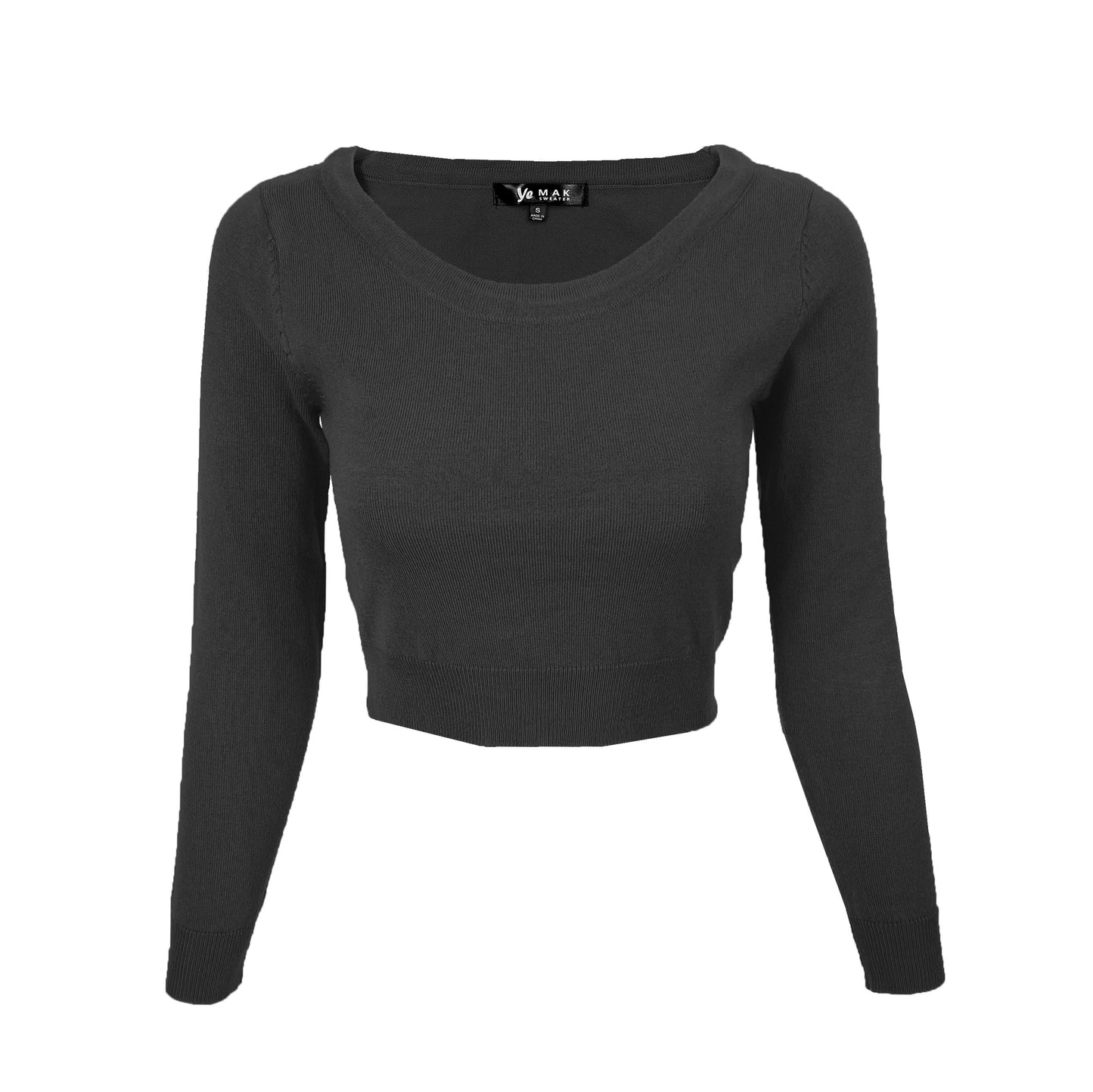 Round Neck Long Sleeve Crop Sweater Knit Crop Top MK3637 (S-XL)