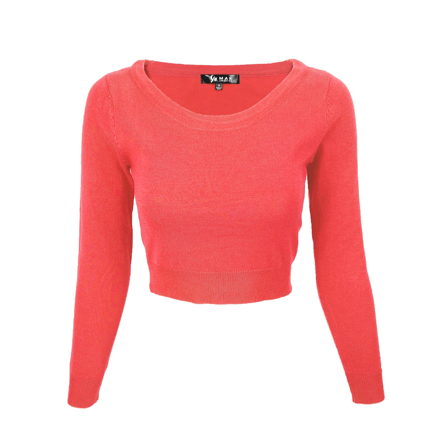 Round Neck Long Sleeve Crop Sweater Knit Crop Top MK3637 (S-XL)