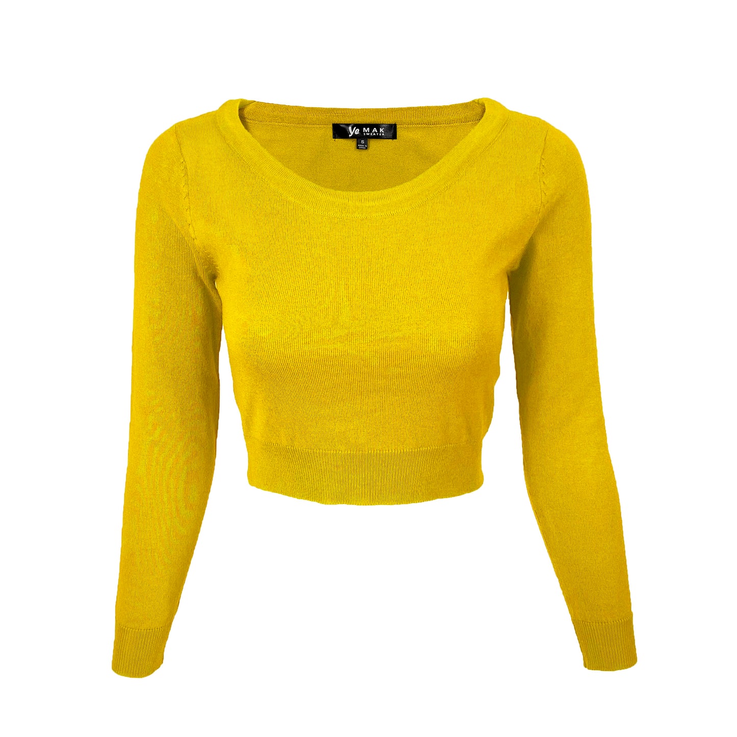 Round Neck Long Sleeve Crop Sweater Knit Crop Top MK3637 (S-XL)