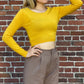 Round Neck Long Sleeve Crop Sweater Knit Crop Top MK3637 (S-XL)