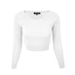 Round Neck Long Sleeve Crop Sweater Knit Crop Top MK3637 (S-XL)