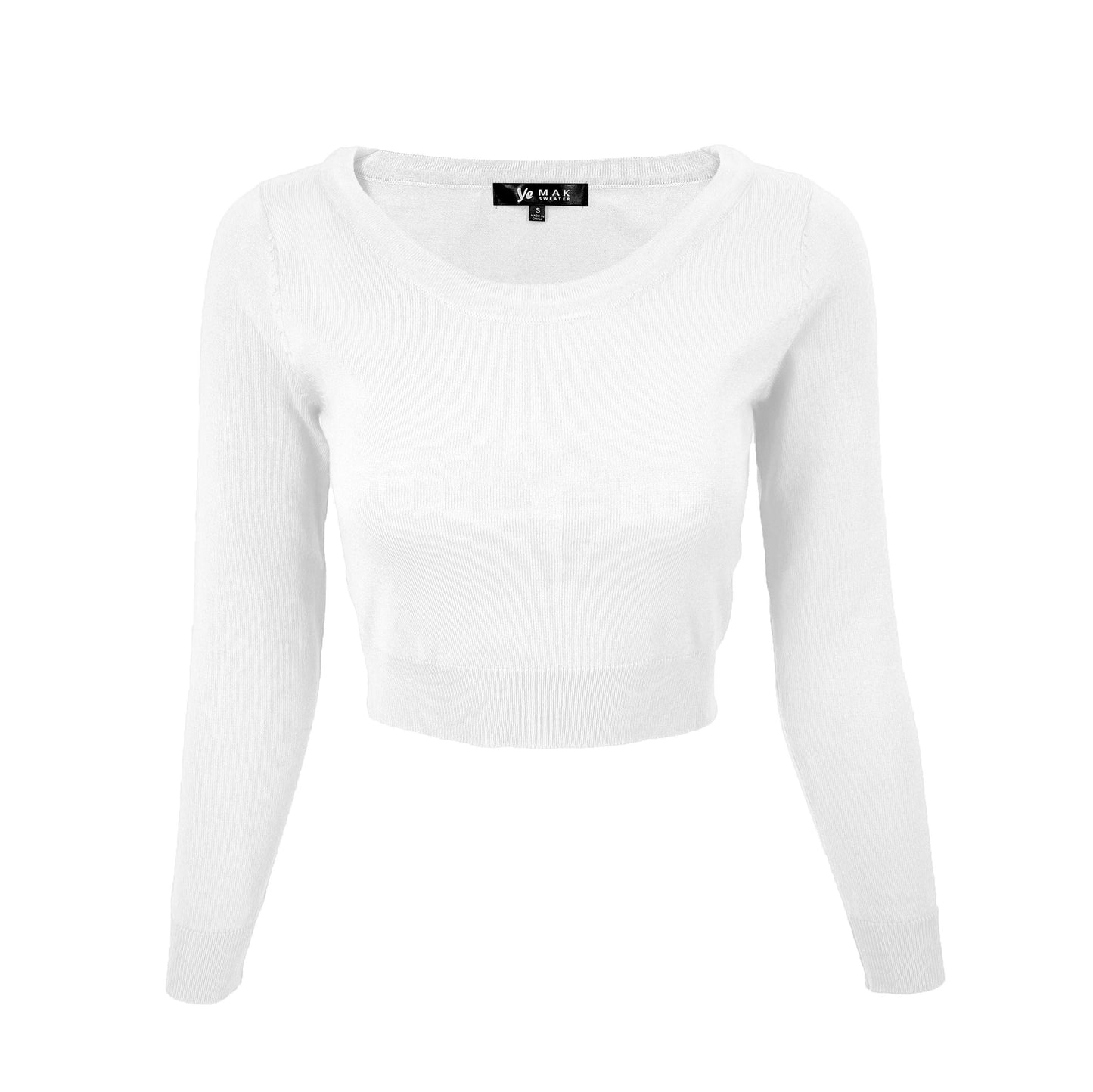 Round Neck Long Sleeve Crop Sweater Knit Crop Top MK3637 (S-XL)