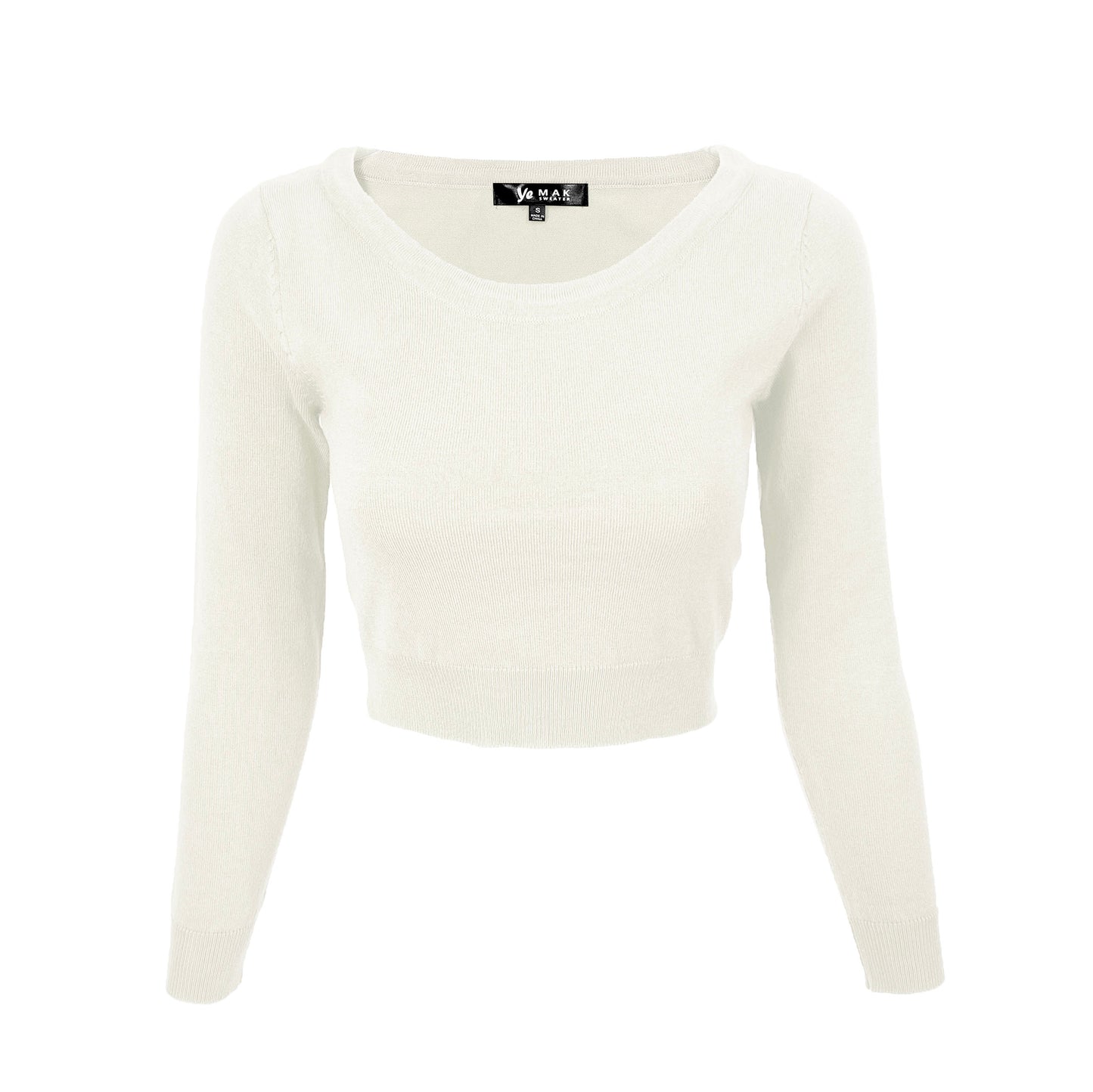 Round Neck Long Sleeve Crop Sweater Knit Crop Top MK3637 (S-XL)