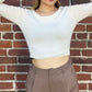 Round Neck Long Sleeve Crop Sweater Knit Crop Top MK3637 (S-XL)