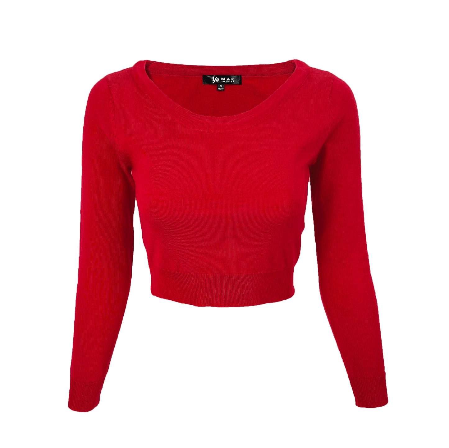 Round Neck Long Sleeve Crop Sweater Knit Crop Top MK3637 (S-XL)