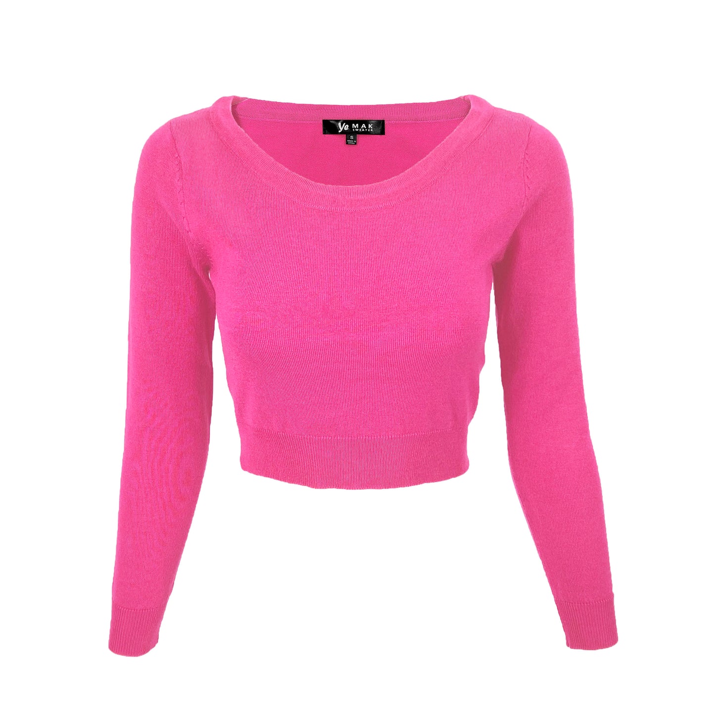 Round Neck Long Sleeve Crop Sweater Knit Crop Top MK3637 (S-XL)