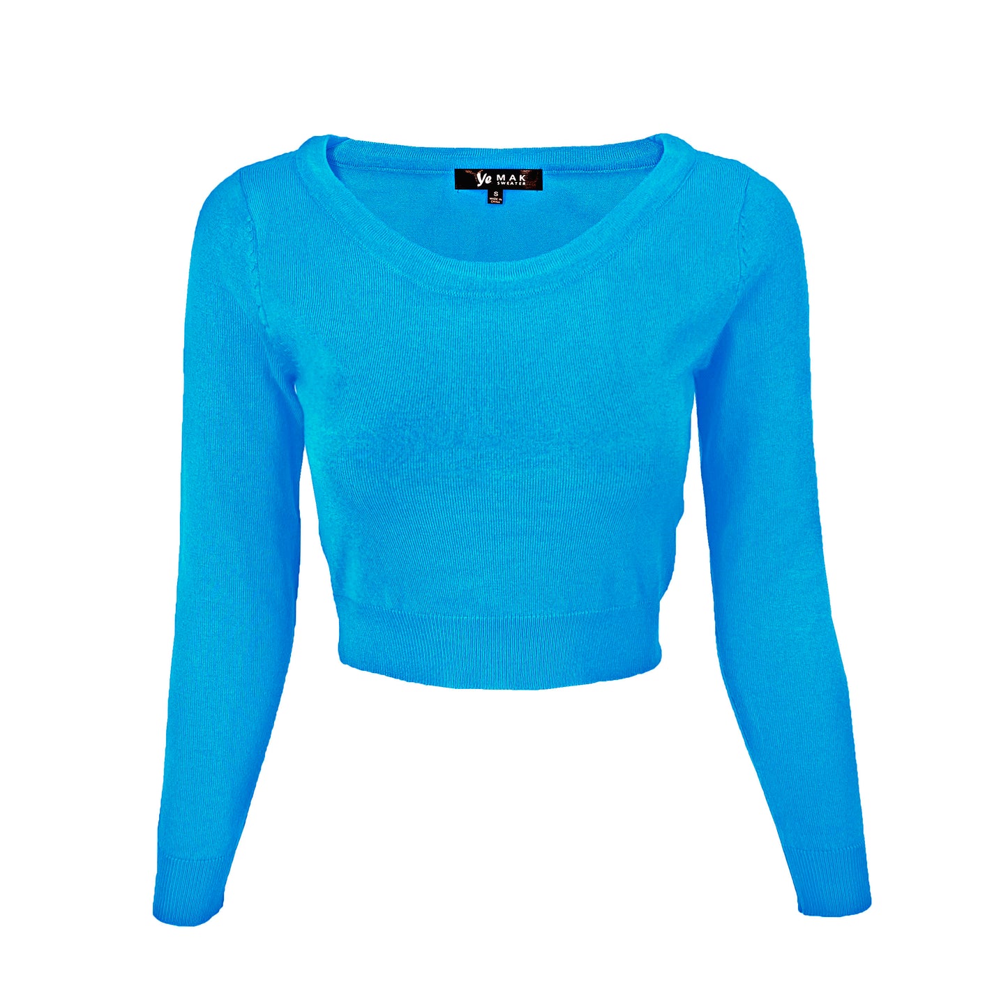 Round Neck Long Sleeve Crop Sweater Knit Crop Top MK3637 (S-XL)