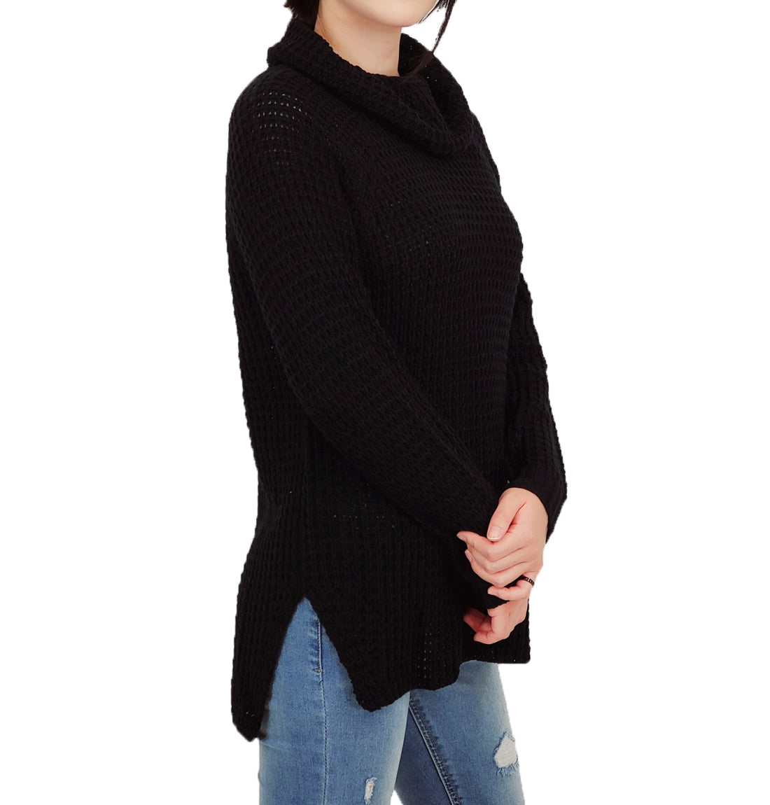 Cowl Neck Oversized Pop-Corn Knit Tunic Sweater MK3650 (S-L)