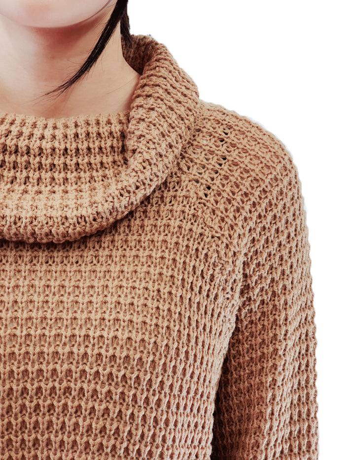 Cowl Neck Oversized Pop-Corn Knit Tunic Sweater MK3650 (S-L)