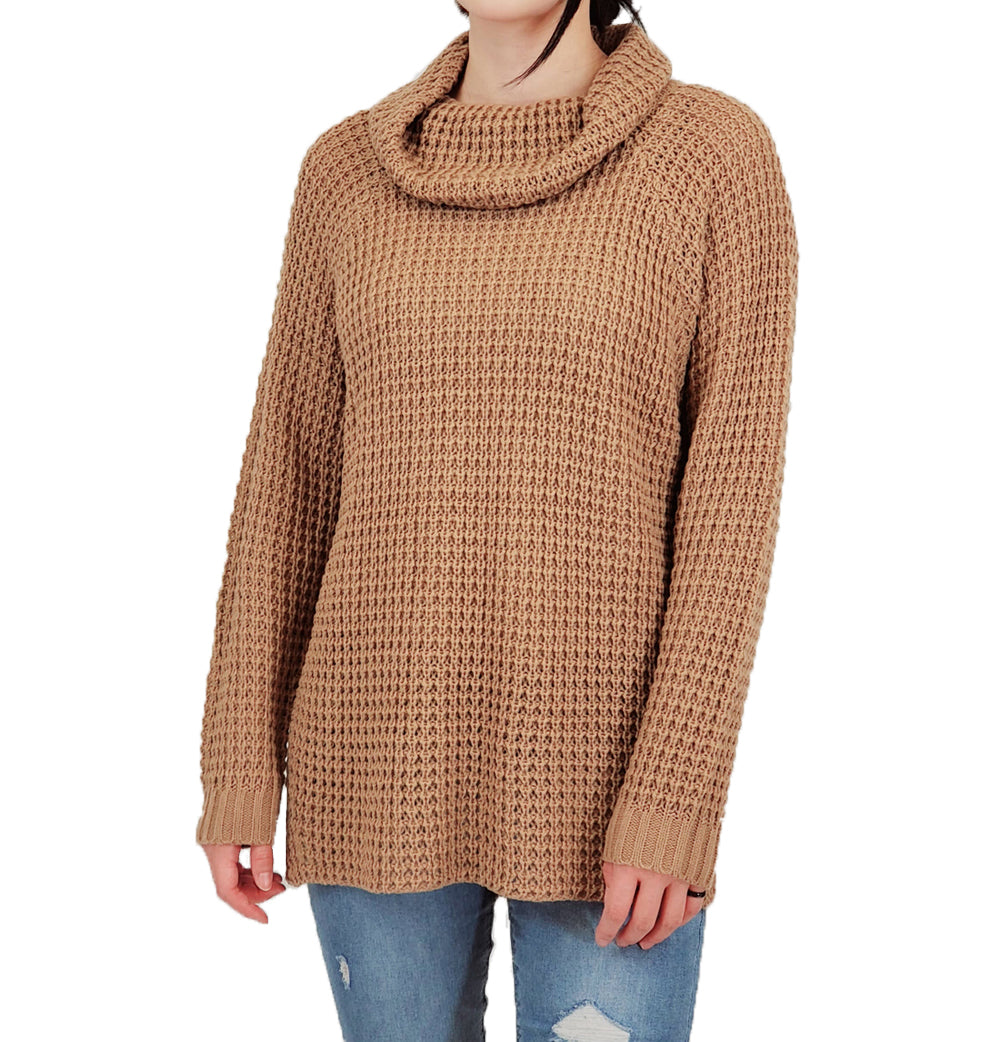 Cowl Neck Oversized Pop-Corn Knit Tunic Sweater MK3650 (S-L)