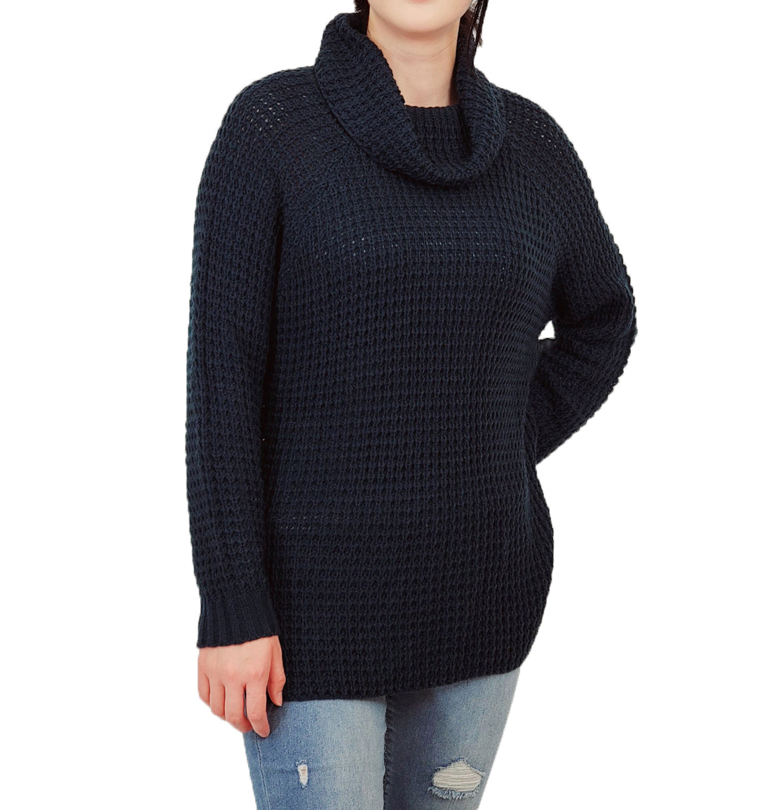 Cowl Neck Oversized Pop-Corn Knit Tunic Sweater MK3650 (S-L)