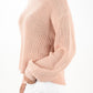 Puff Bell Sleeve Waffle Knit Pullover Sweater Top MK3654 (S-L)