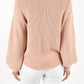 Puff Bell Sleeve Waffle Knit Pullover Sweater Top MK3654 (S-L)