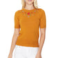 Half Sleeve Daisy Flower Embroidered Knit Pullover Tee MK3664EMBO(S-XL)