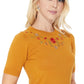 Half Sleeve Daisy Flower Embroidered Knit Pullover Tee MK3664EMBO(S-XL)