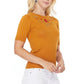Half Sleeve Daisy Flower Embroidered Knit Pullover Tee MK3664EMBO(S-XL)