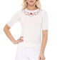 Half Sleeve Daisy Flower Embroidered Knit Pullover Tee MK3664EMBO(S-XL)