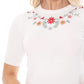 Half Sleeve Daisy Flower Embroidered Knit Pullover Tee MK3664EMBO(S-XL)