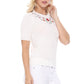 Half Sleeve Daisy Flower Embroidered Knit Pullover Tee MK3664EMBO(S-XL)