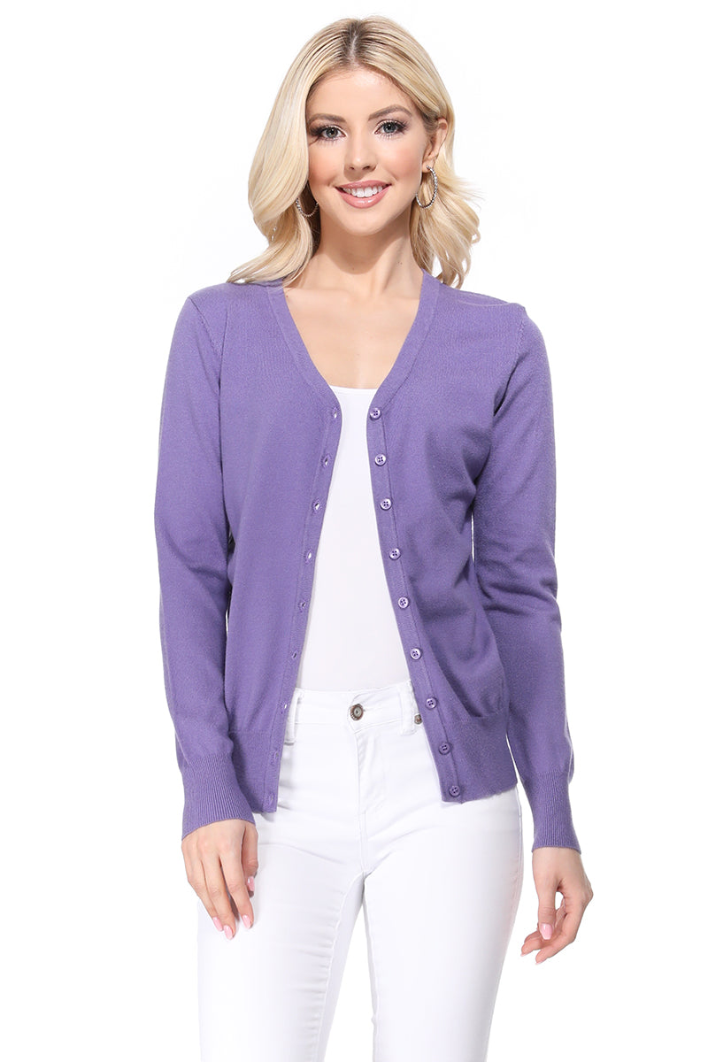 Women V-Neck Button Down Knit Cardigan Sweater MK5178 (S-XL)