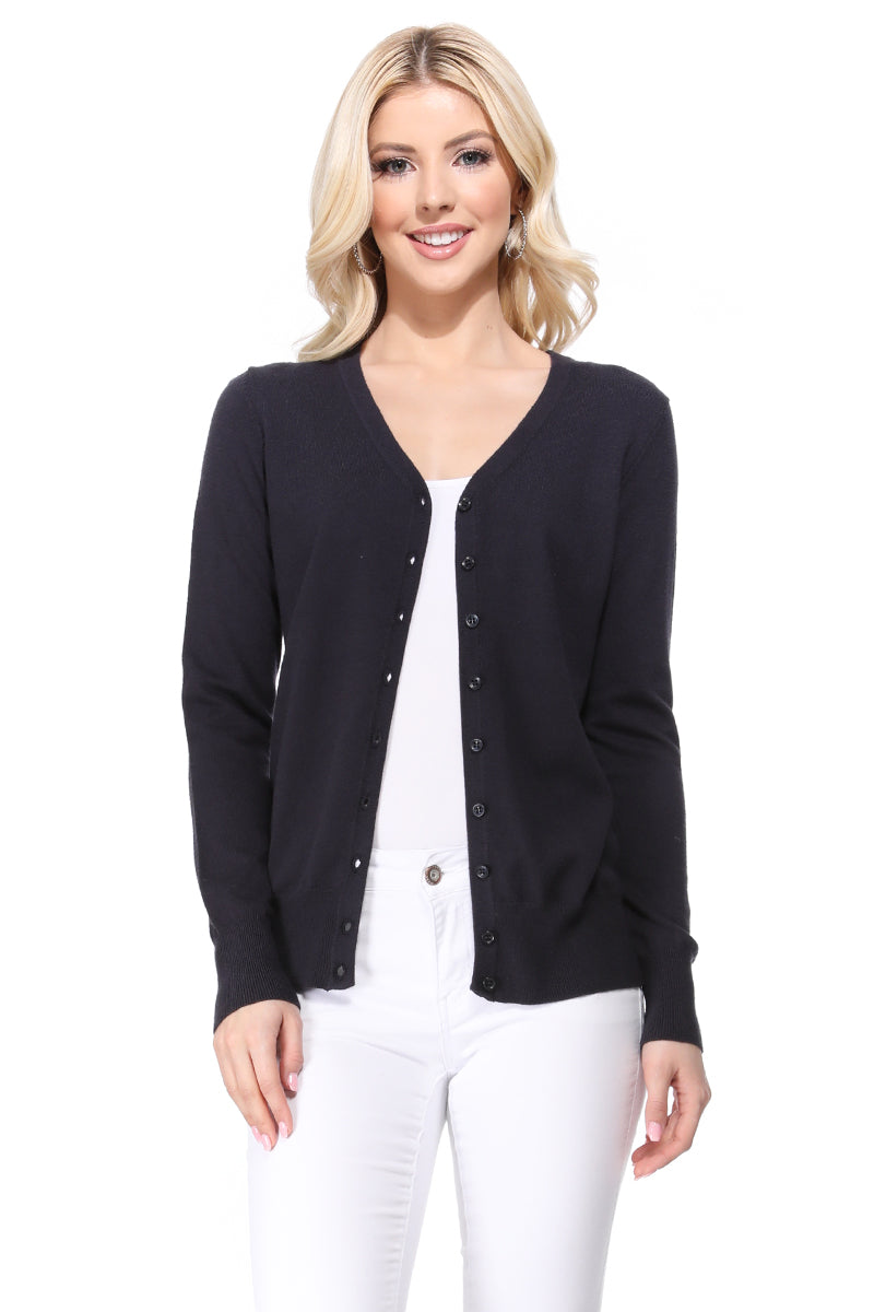 Women V-Neck Button Down Knit Cardigan Sweater MK5178 (S-XL)