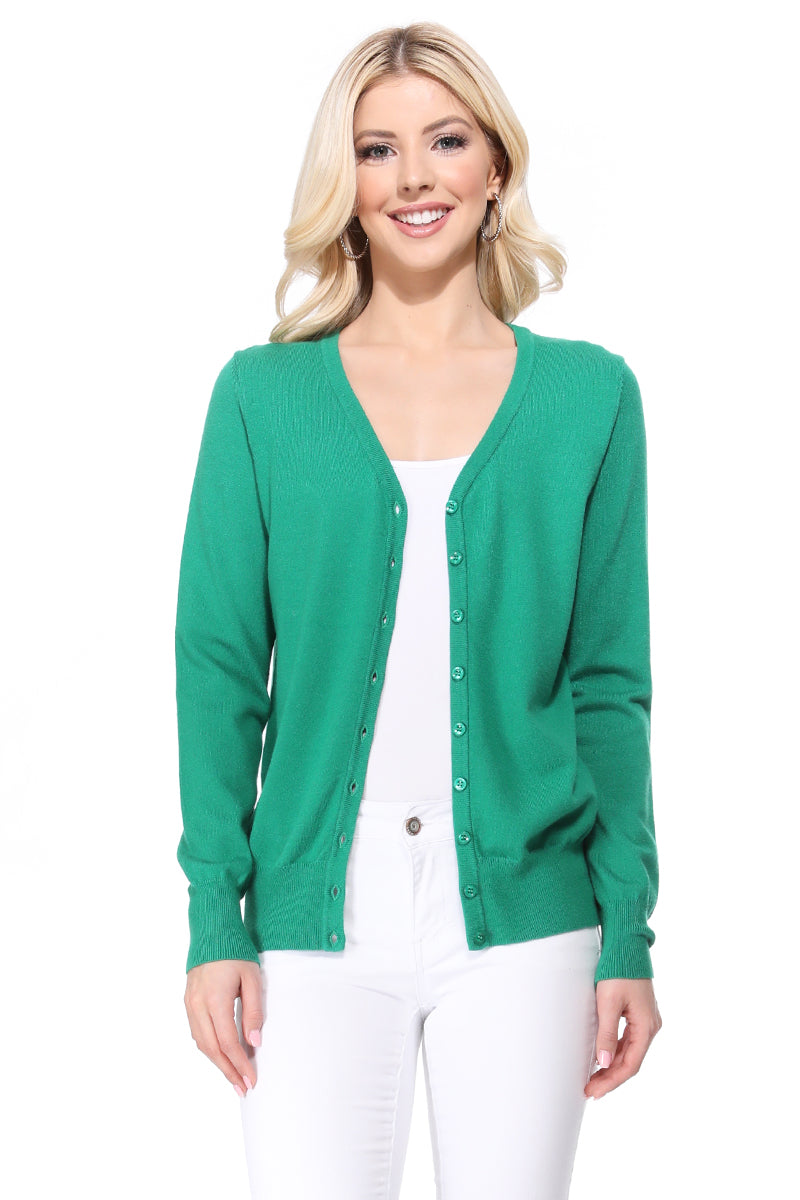 Women V-Neck Button Down Knit Cardigan Sweater MK5178 (S-XL)