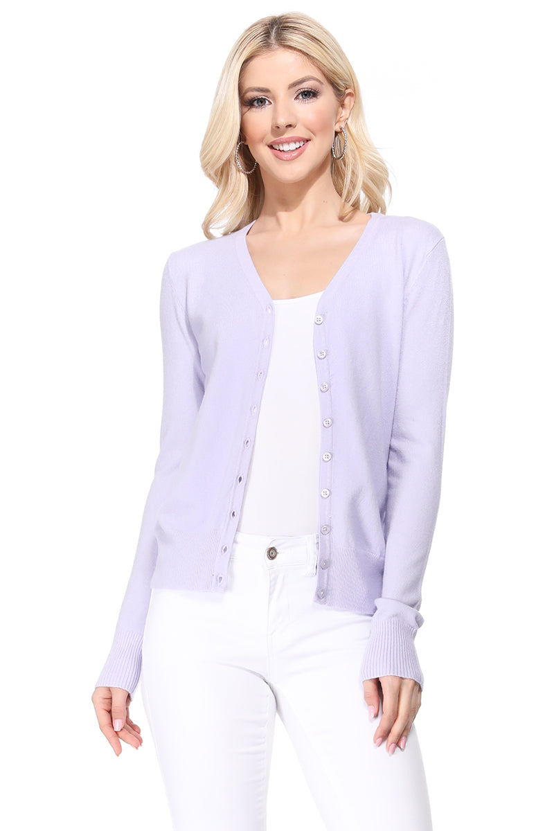 Women V-Neck Button Down Knit Cardigan Sweater MK5178 (S-XL)