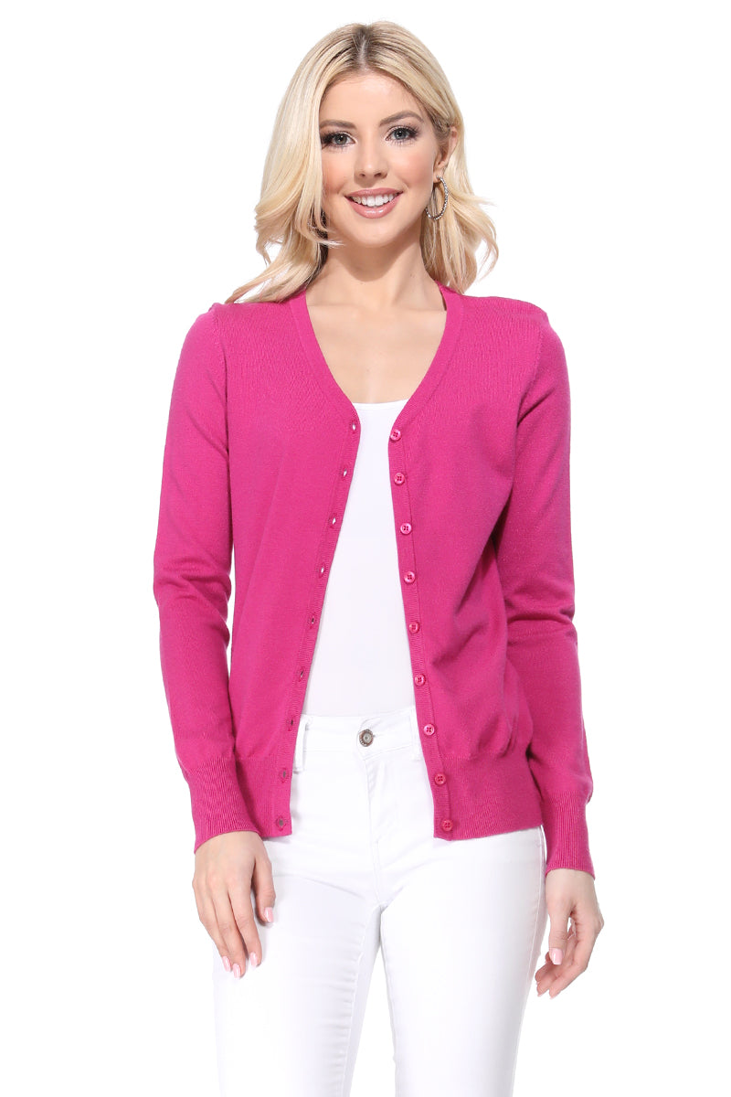 Women V-Neck Button Down Knit Cardigan Sweater MK5178 (S-XL)