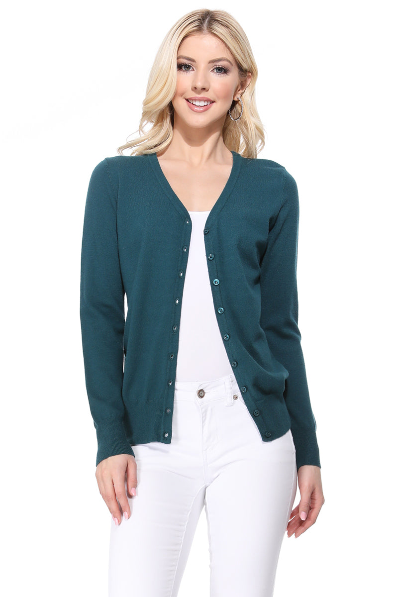 Women V-Neck Button Down Knit Cardigan Sweater MK5178 (S-XL)