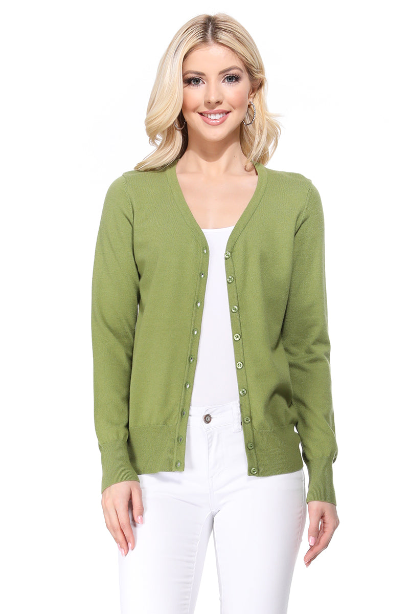 Women V-Neck Button Down Knit Cardigan Sweater MK5178 (S-XL)