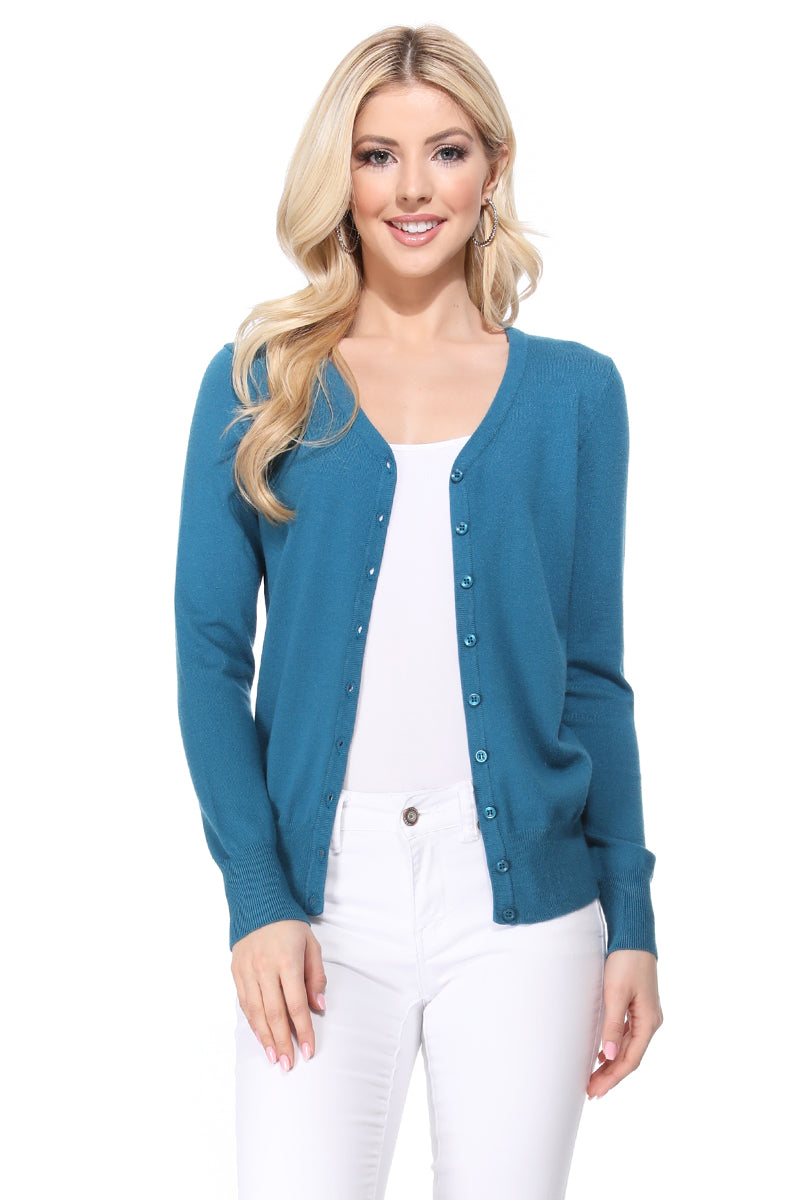 Women V-Neck Button Down Knit Cardigan Sweater MK5178 (S-XL)