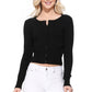 Long Sleeve Crewneck Gem Button Cropped Cardigan Sweater MK5502 (S-XL)