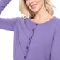 Long Sleeve Crewneck Gem Button Cropped Cardigan Sweater MK5502 (S-XL)