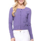 Long Sleeve Crewneck Gem Button Cropped Cardigan Sweater MK5502 (S-XL)
