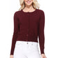 Long Sleeve Crewneck Gem Button Cropped Cardigan Sweater MK5502 (S-XL)
