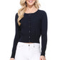 Long Sleeve Crewneck Gem Button Cropped Cardigan Sweater MK5502 (S-XL)