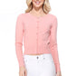 Long Sleeve Crewneck Gem Button Cropped Cardigan Sweater MK5502 (S-XL)