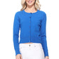 Long Sleeve Crewneck Gem Button Cropped Cardigan Sweater MK5502 (S-XL)