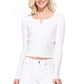 Long Sleeve Crewneck Gem Button Cropped Cardigan Sweater MK5502 (S-XL)