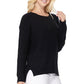 Crewneck Knit Pullover Sweater with Side Slit MK8015 (S-L)