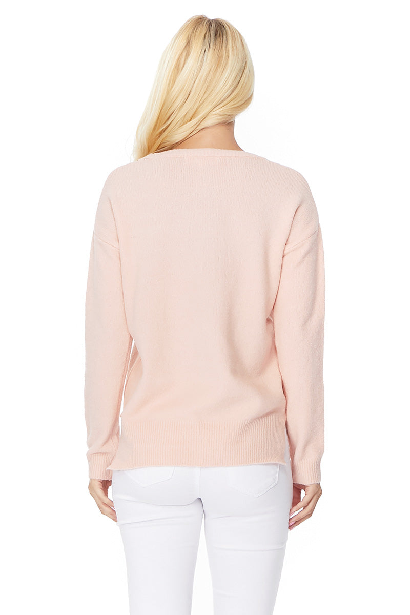 Crewneck Knit Pullover Sweater with Side Slit MK8015 (S-L)