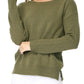 Crewneck Knit Pullover Sweater with Side Slit MK8015 (S-L)