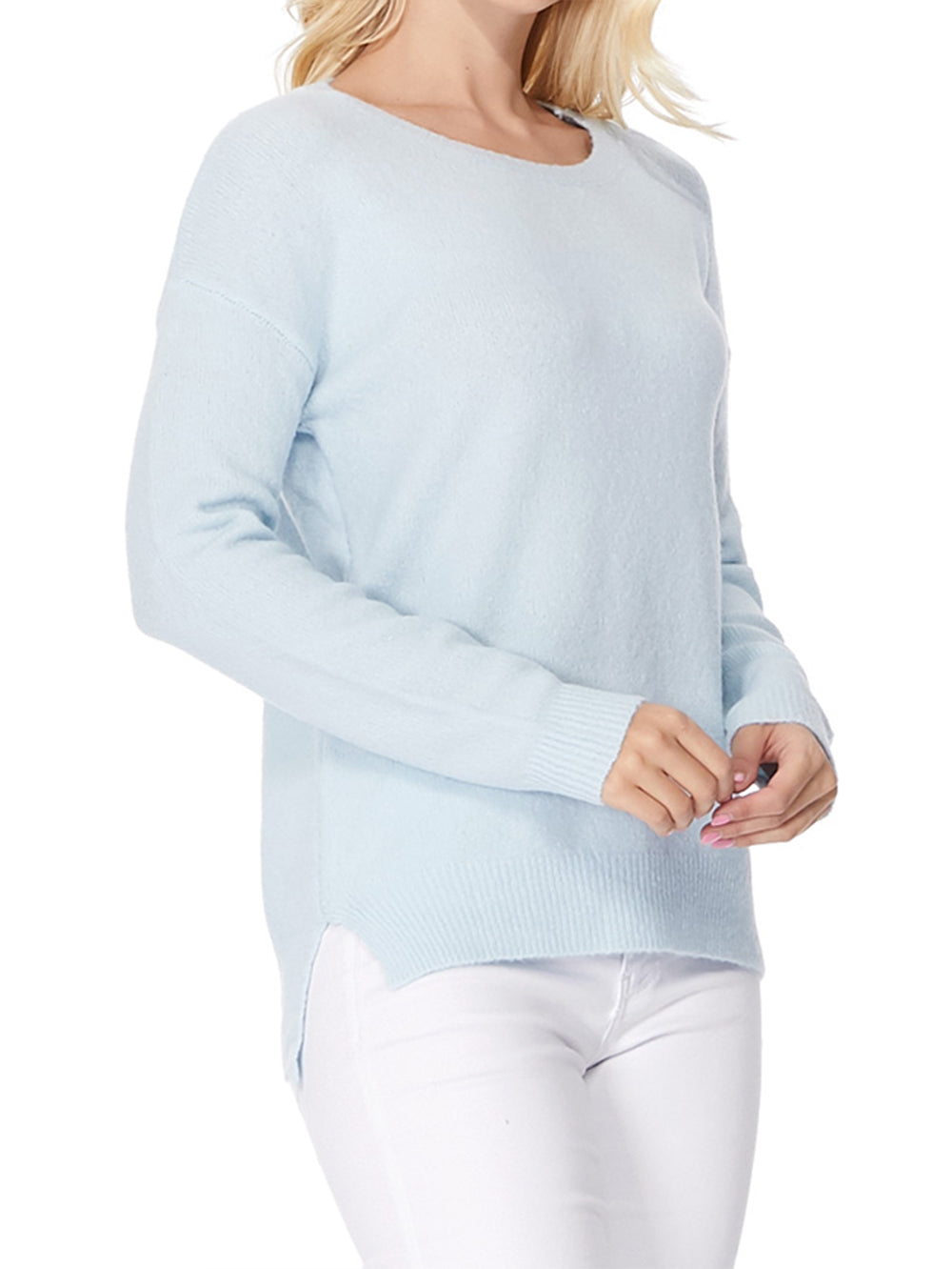 Crewneck Knit Pullover Sweater with Side Slit MK8015 (S-L)