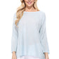 Semi See-through Boat neck Hi-Low Knit Top MK8139 (S-L)