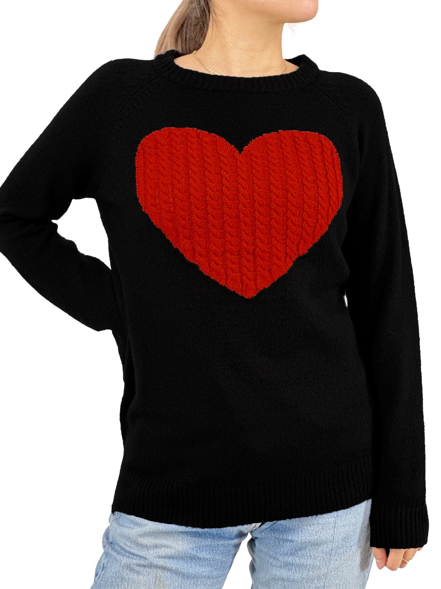 Cozy Heart Jacquard Round Neck Pullover Sweater MK8236 (S-L)