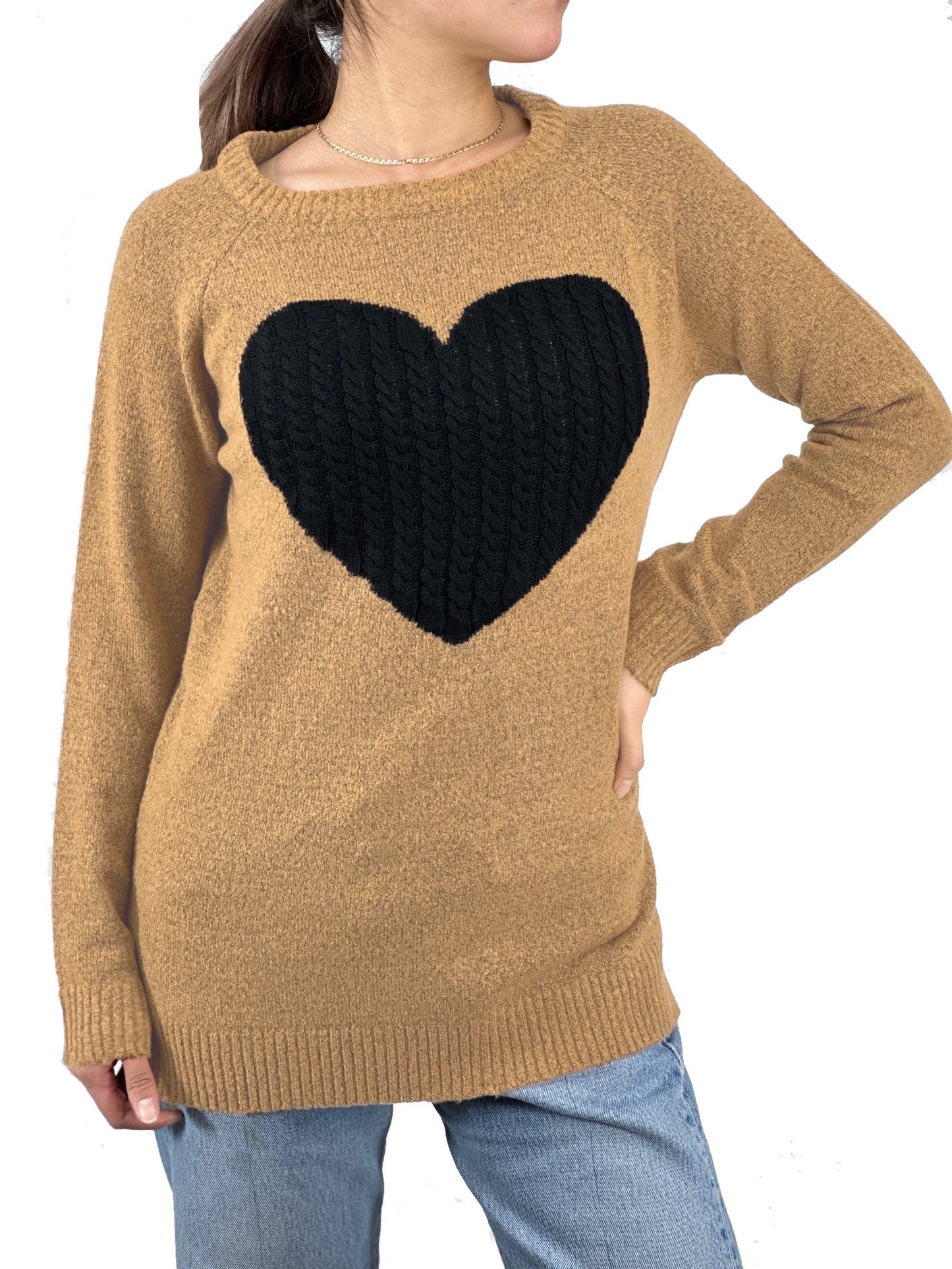 Cozy Heart Jacquard Round Neck Pullover Sweater MK8236 (S-L)