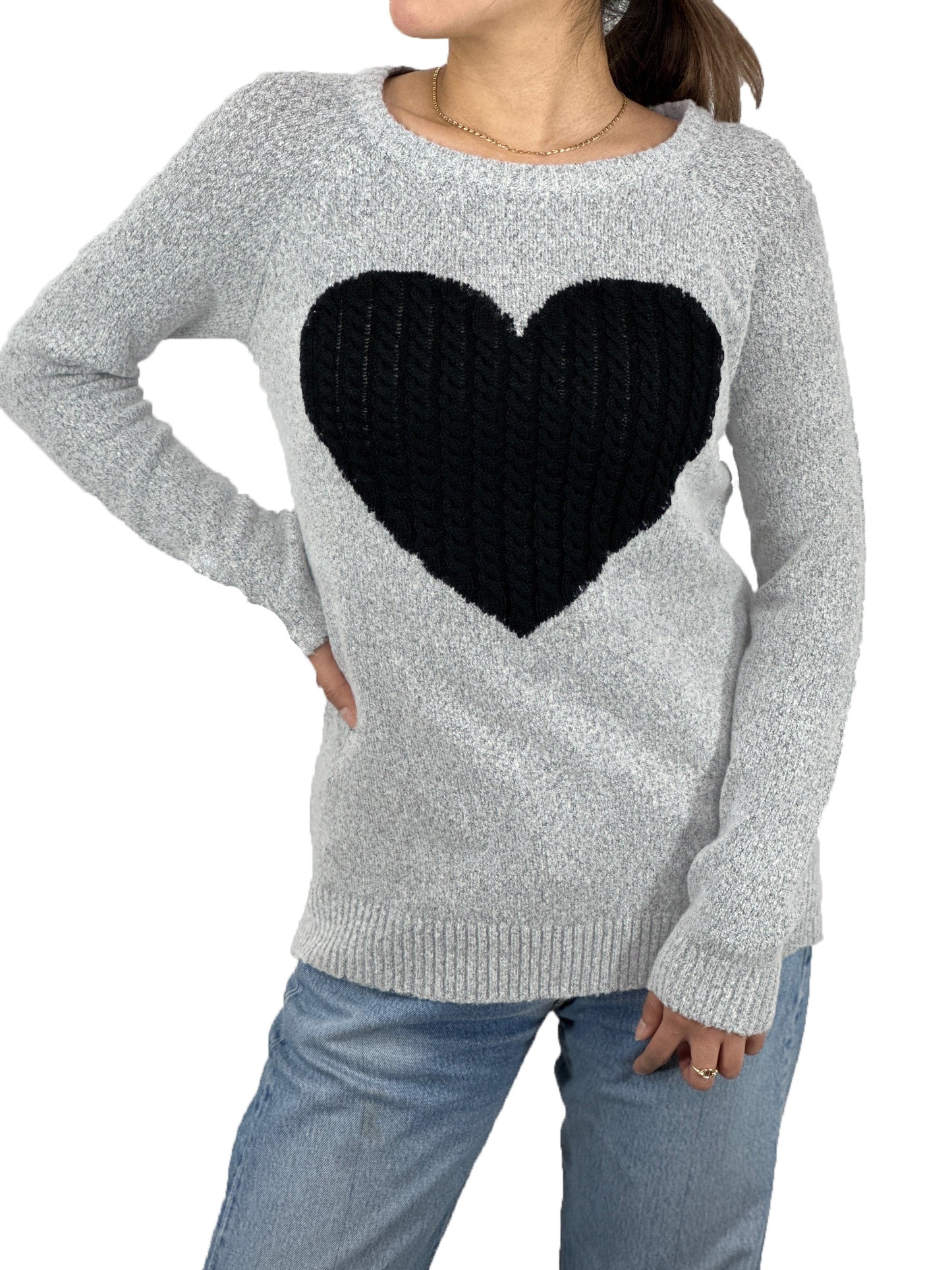 Cozy Heart Jacquard Round Neck Pullover Sweater MK8236 (S-L)